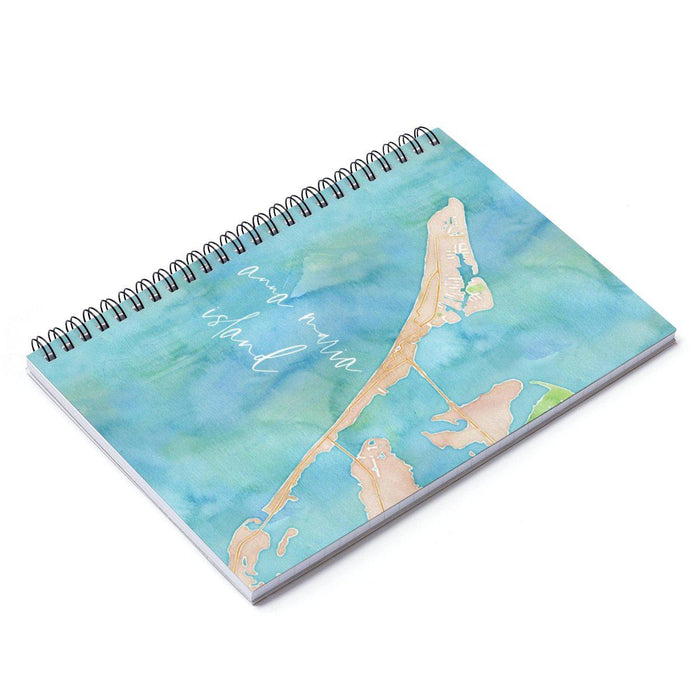 Anna Maria Island Watercolor Map Spiral Journal - Ruled Line
