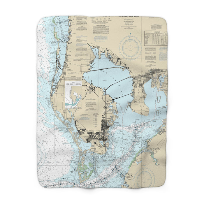 Tampa Bay Nautical Map Sherpa Fleece Blanket