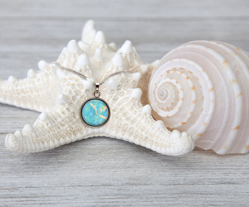 Anna Maria Island Watercolor Large Circle Necklace