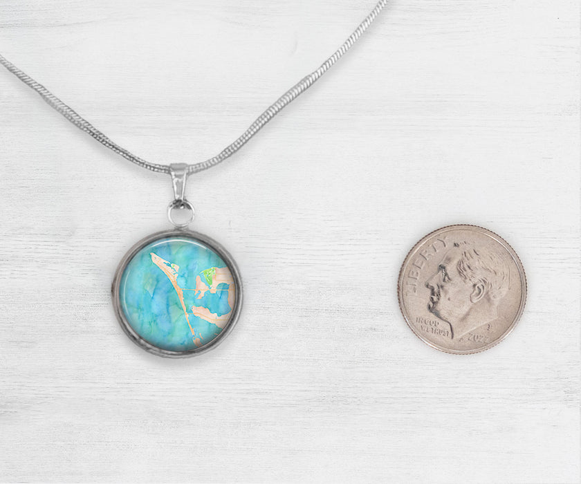 Anna Maria Island Watercolor Large Circle Necklace