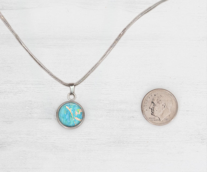 Anna Maria Island Watercolor Small Circle Necklace