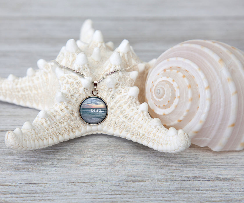 Be Still Large Circle Necklace | Beach Jewelry | Handmade