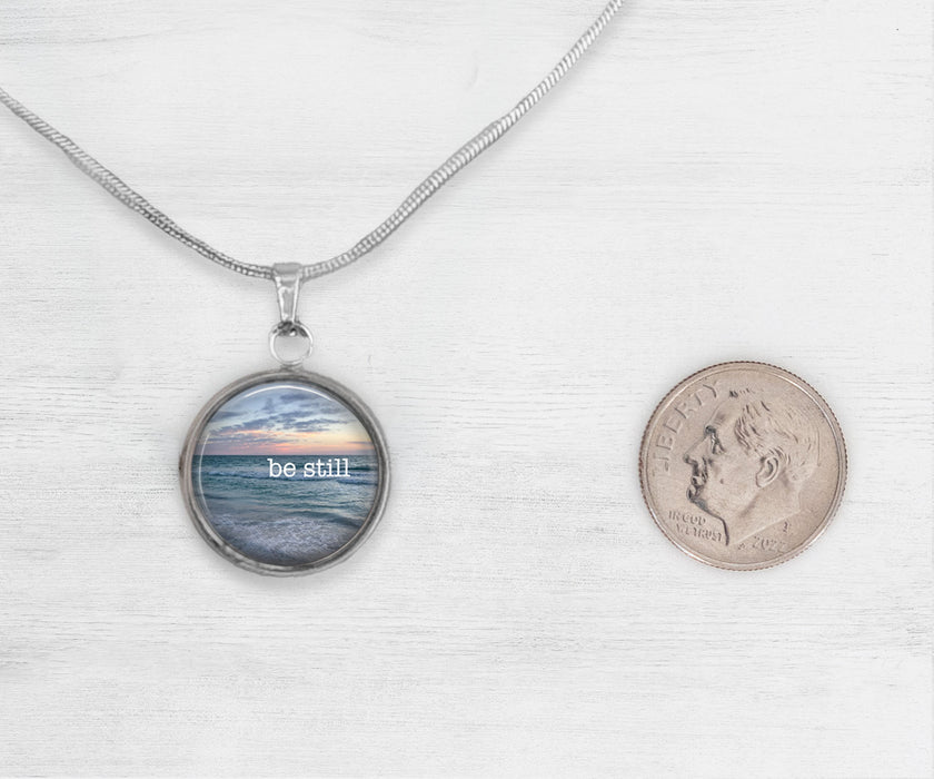 Be Still Large Circle Necklace | Beach Jewelry | Handmade