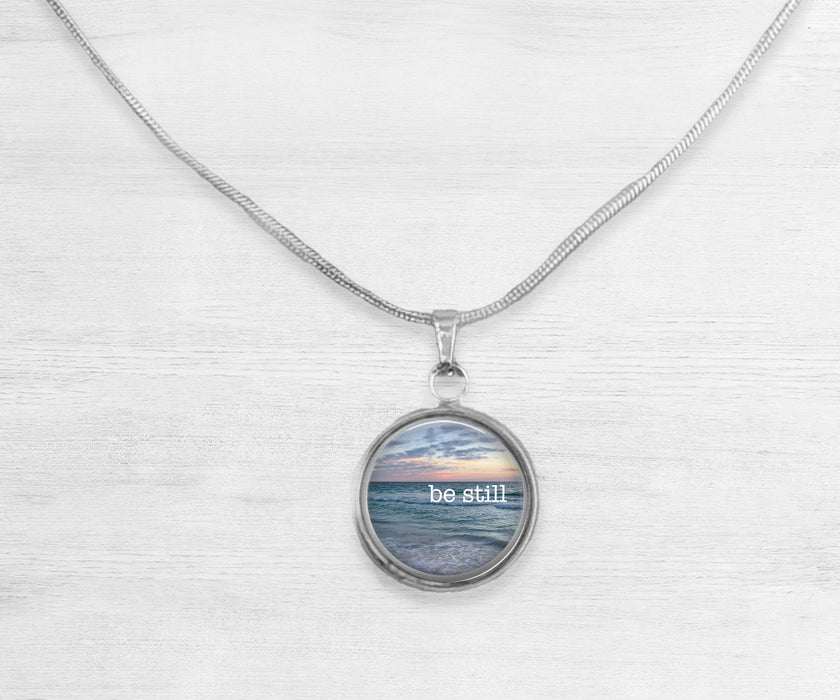 Be Still Large Circle Necklace | Beach Jewelry | Handmade