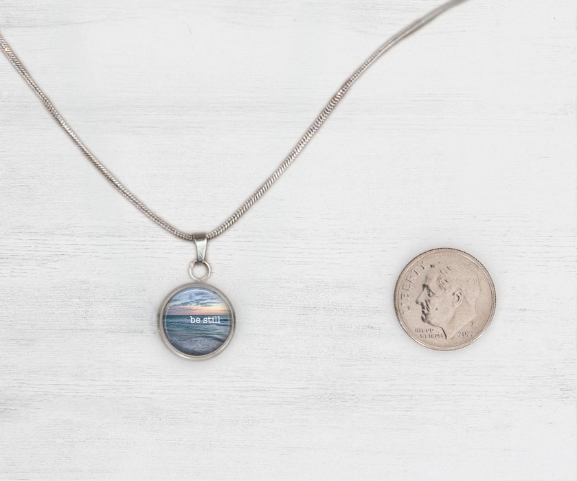 Be Still Small Circle Necklace | Beach Jewelry | Handmade