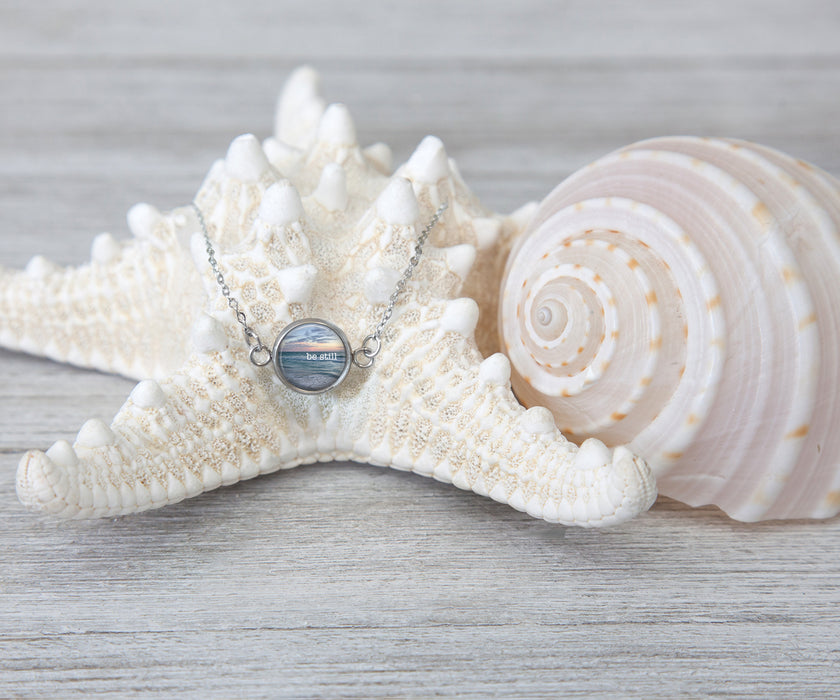 Be Still Small Circle Necklace | Beach Jewelry | Handmade