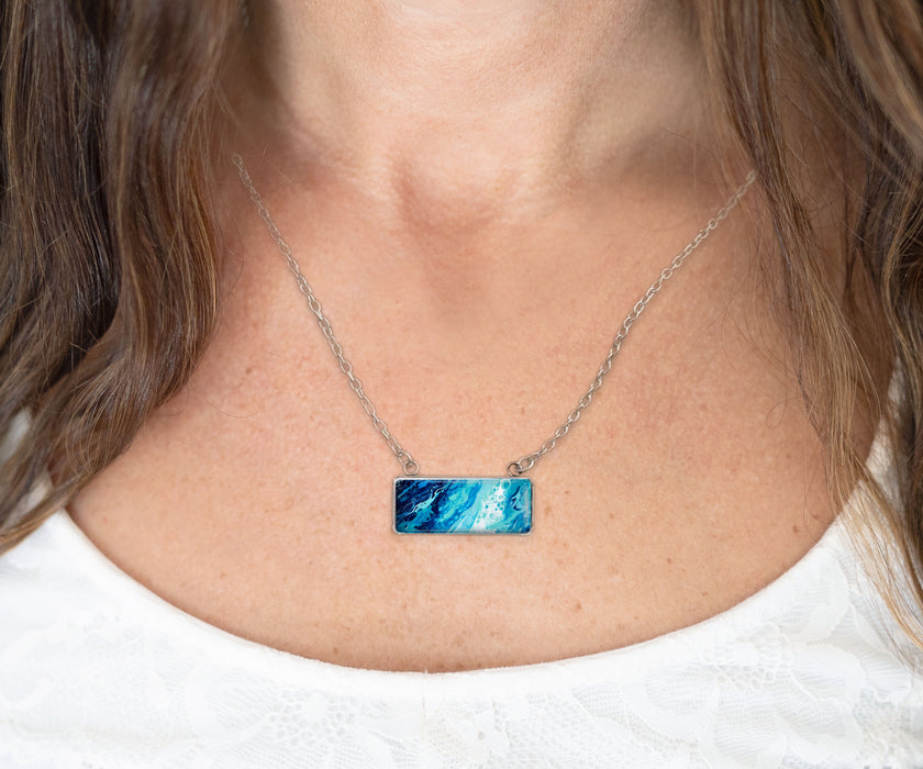 Coastal Breeze Rectangle Necklace | Handmade Beach Jewelry