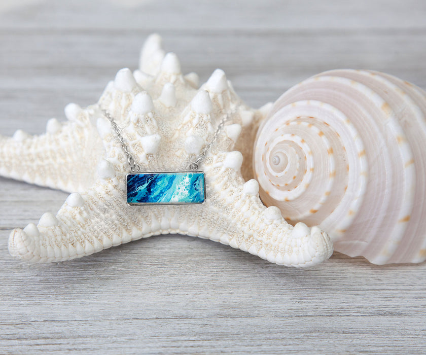 Coastal Breeze Rectangle Necklace | Handmade Beach Jewelry