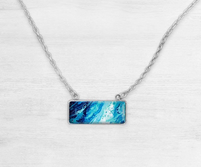 Coastal Breeze Rectangle Necklace | Handmade Beach Jewelry