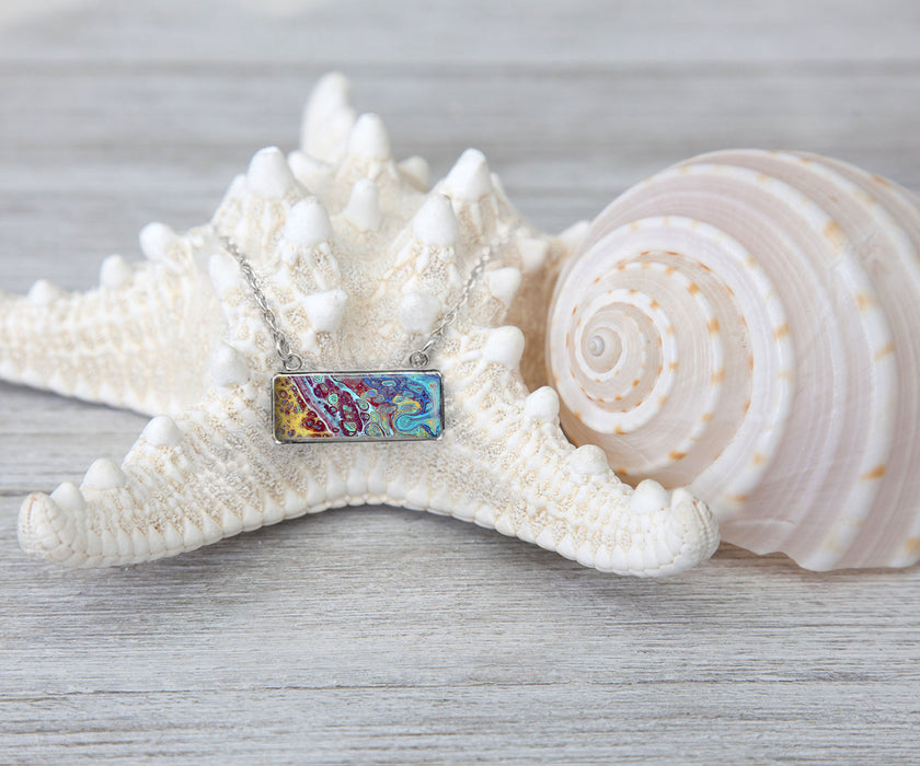 Coral Reef Rectangle Necklace | Handmade Beach Jewelry
