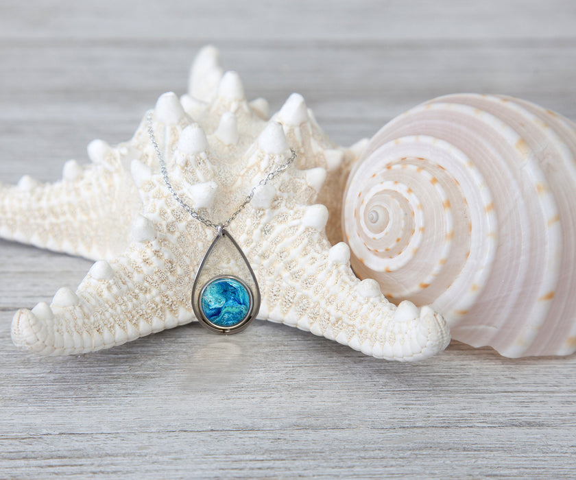 Deep Serenity Teardrop Necklace | Handmade Beach Jewelry