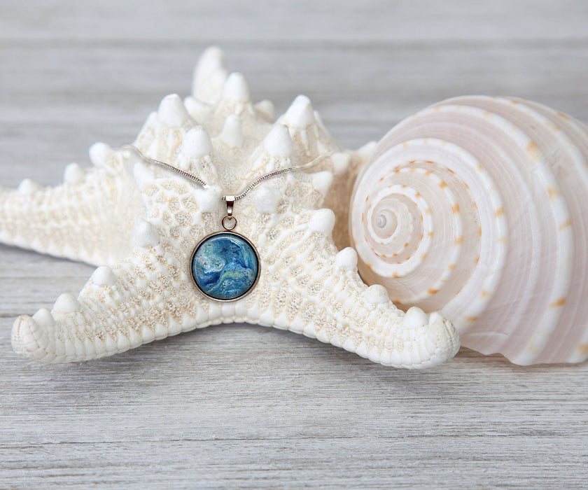 Deep Serenity Large Circle Necklace | Handmade Beach Jewelry