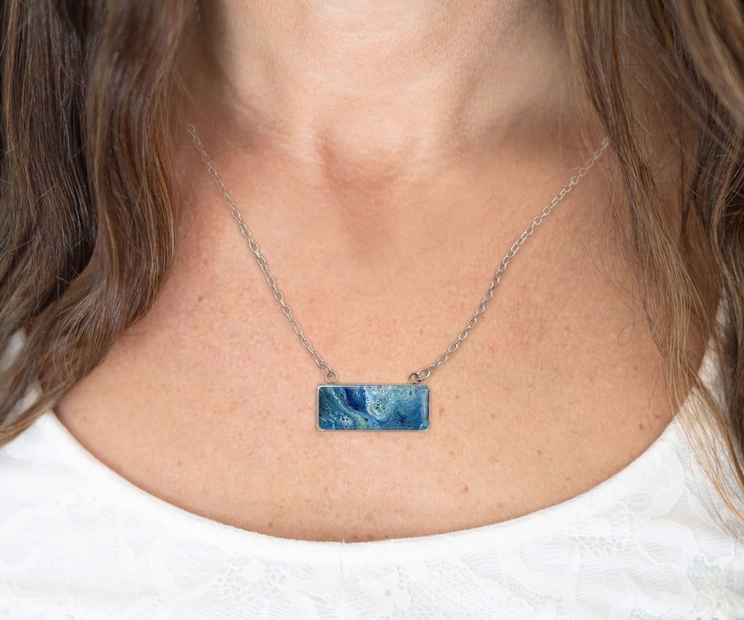Deep Serenity Rectangle Necklace | Handmade Beach Jewelry