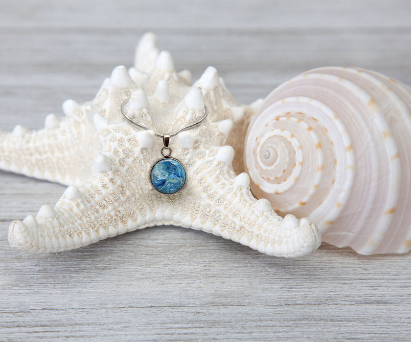 Deep Serenity Small Circle Necklace | Handmade Beach Jewelry