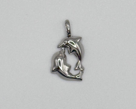 Stainless steel double dolphin charm
