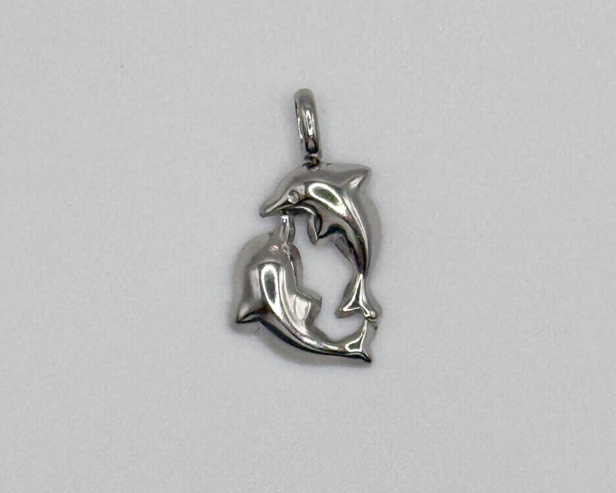 Stainless steel double dolphin charm