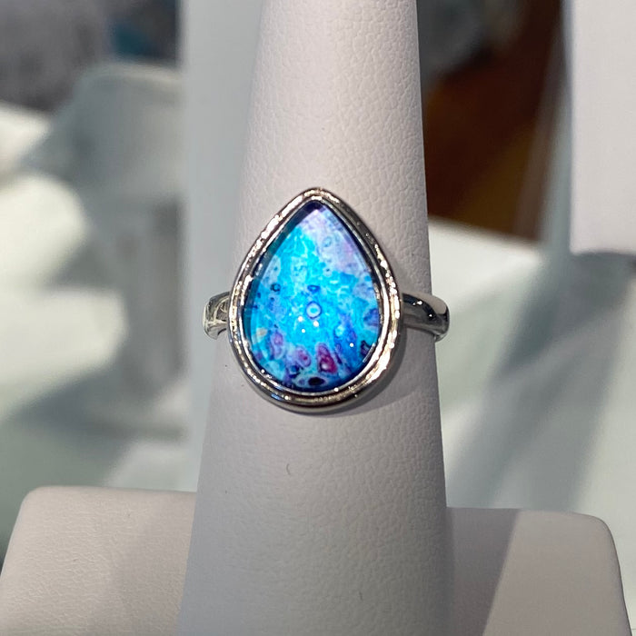 Sunset Beach Sterling Teardrop Ring
