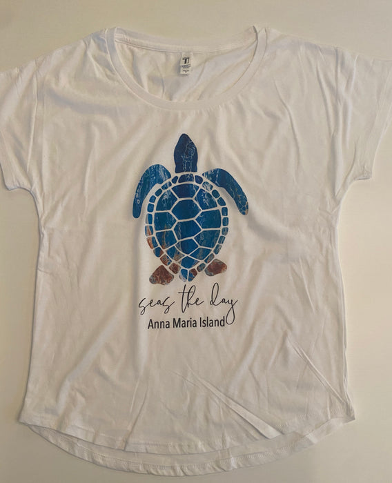 Women's Turtle T-Shirt Seas The Day Tri-Blend Dolman