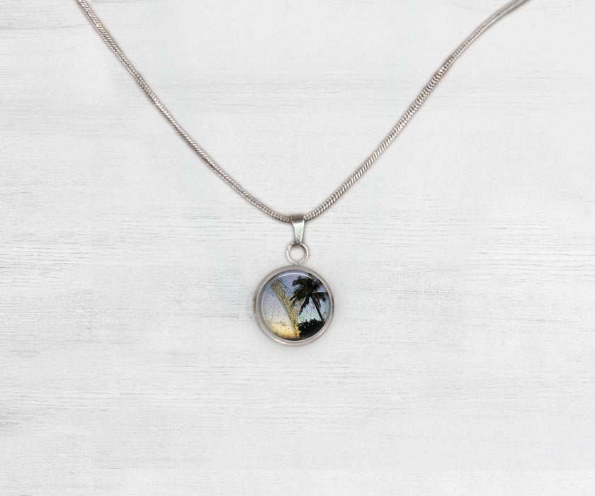AMI Palm Tree Map Small Circle Necklace | Beach Jewelry | Handmade