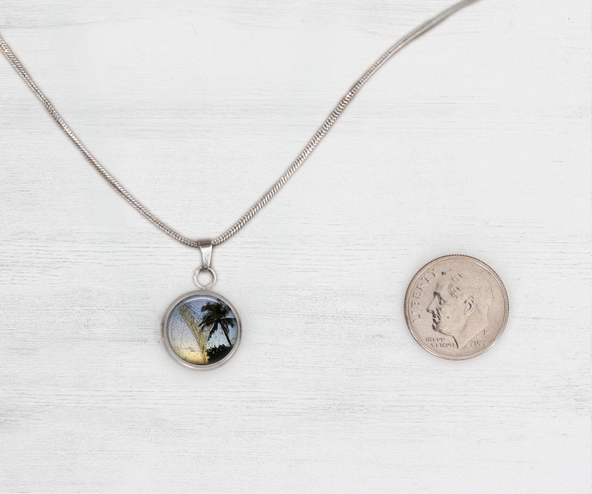 AMI Palm Tree Map Small Circle Necklace | Beach Jewelry | Handmade