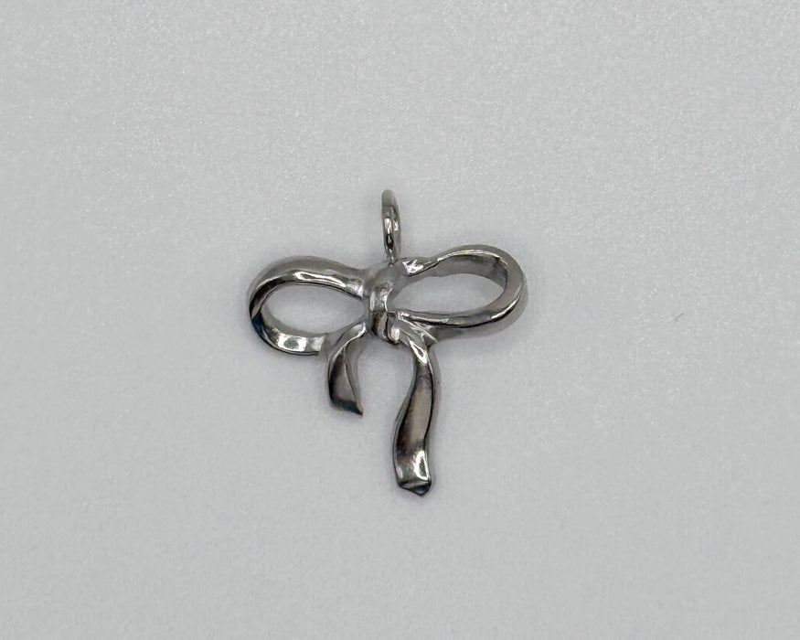 Stainless steel ribbon bow charm