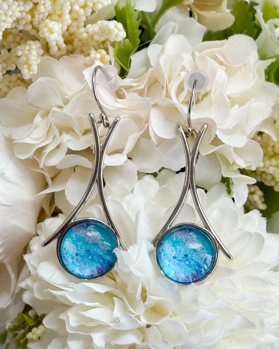 Sunset Beach Sterling Silver Circle Pendant Earrings