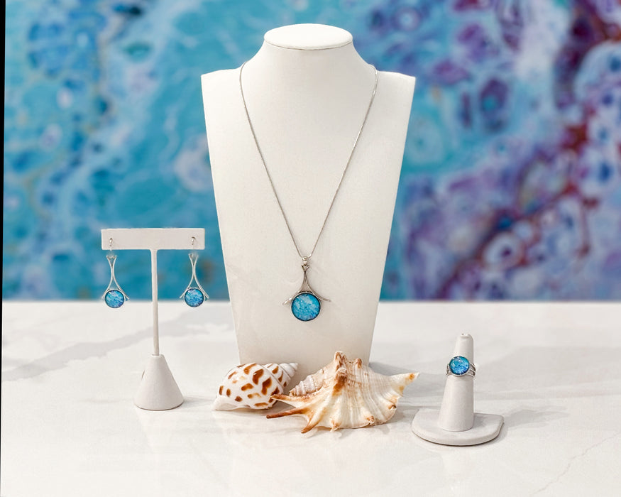 Sunset Beach Sterling Silver Circle Pendant Earrings