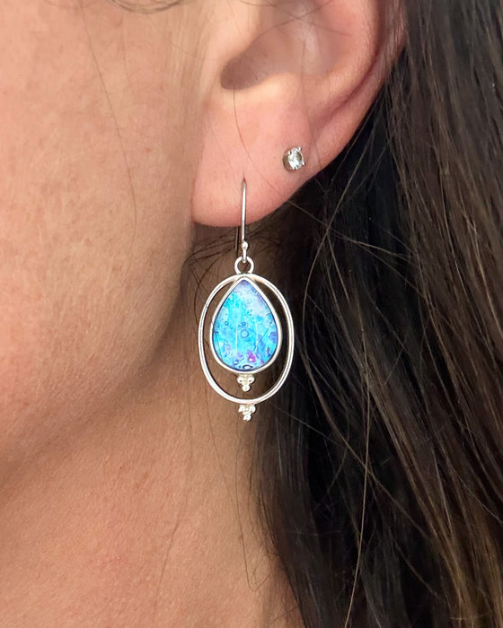 Sunset Beach Sterling Silver Teardrop Pendant Earrings