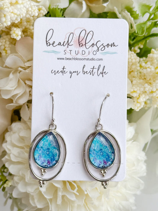 Sunset Beach Sterling Silver Teardrop Pendant Earrings