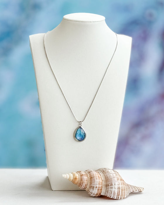 Sunset Beach Sterling Silver Teardrop Pendant Necklace
