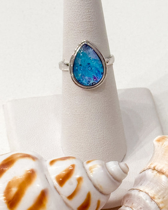 Sunset Beach Sterling Teardrop Ring