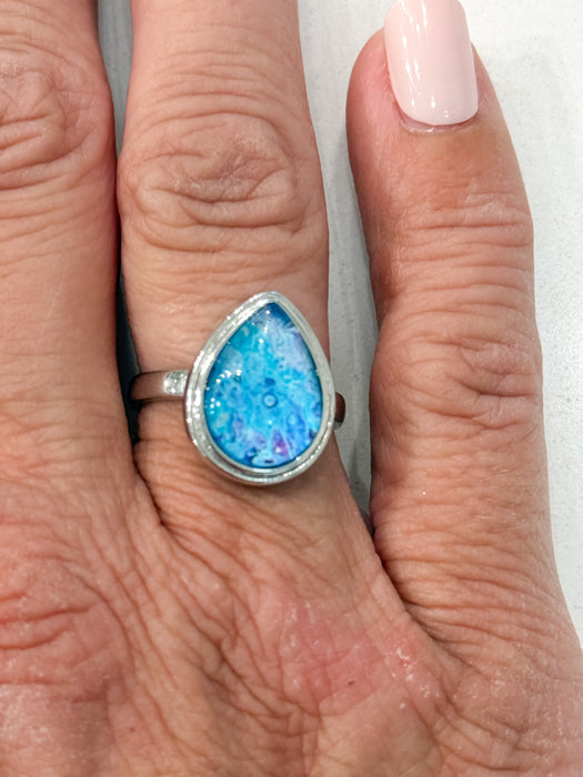 Sunset Beach Sterling Teardrop Ring