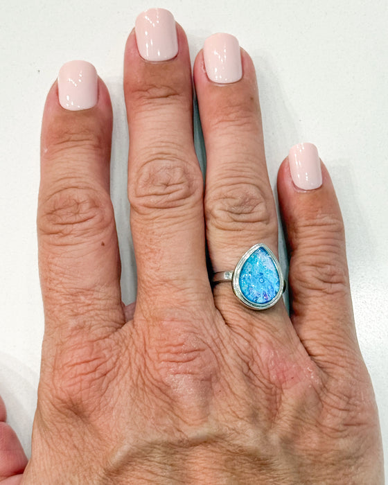 Sunset Beach Sterling Teardrop Ring