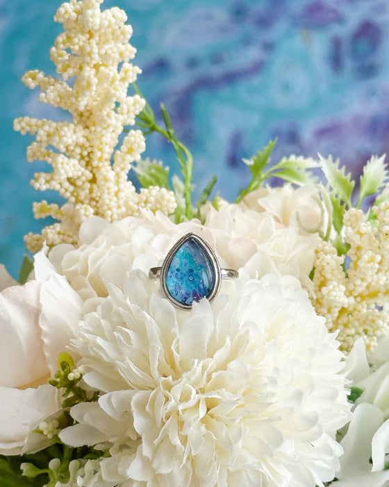Sunset Beach Sterling Teardrop Ring