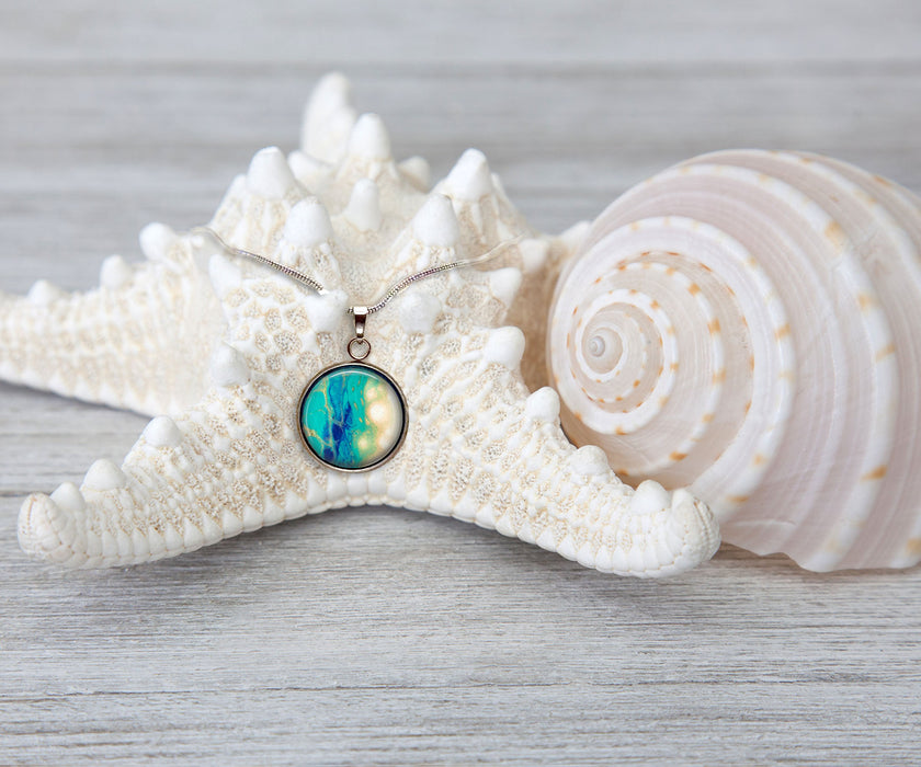 Seaside Glow Large Circle Necklace | Beach Jewelry | Handmade