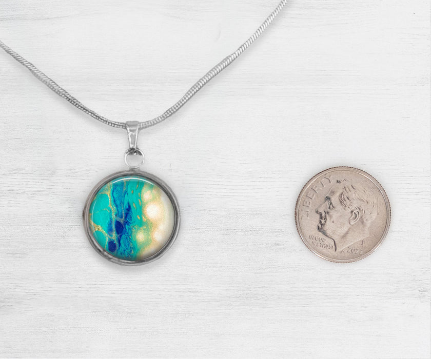 Seaside Glow Large Circle Necklace | Beach Jewelry | Handmade