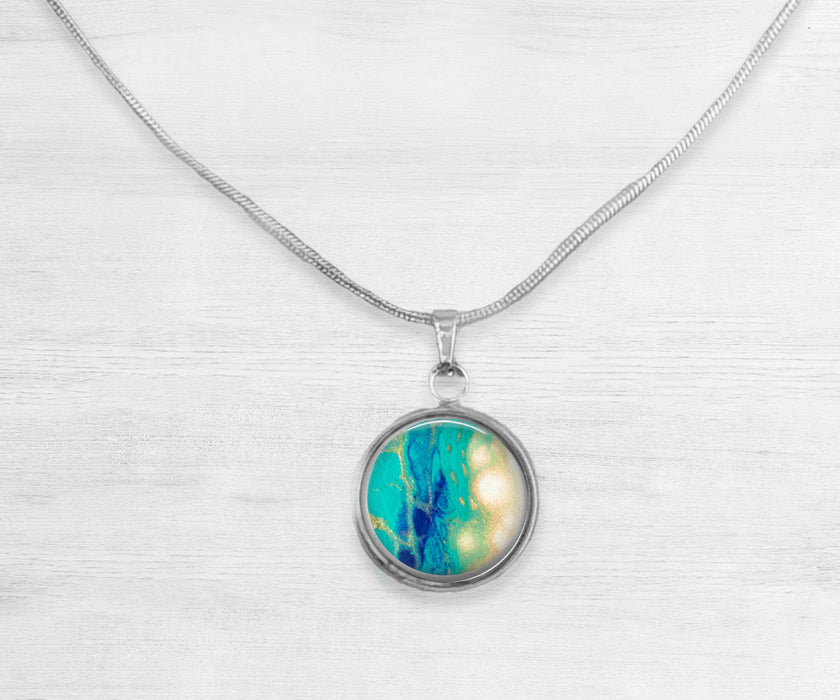 Seaside Glow Large Circle Necklace | Beach Jewelry | Handmade