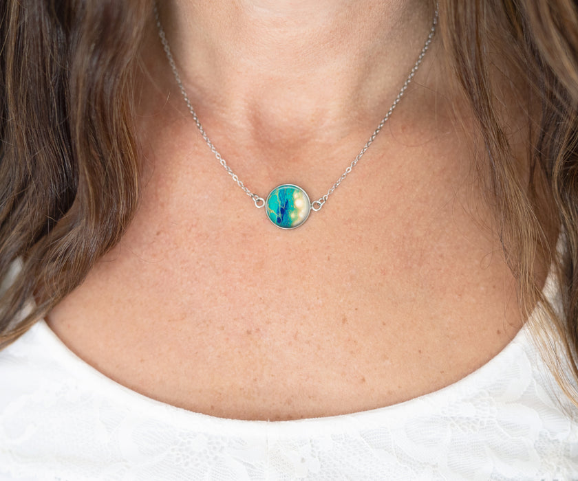 Seaside Glow Large Circle Necklace | Beach Jewelry | Handmade