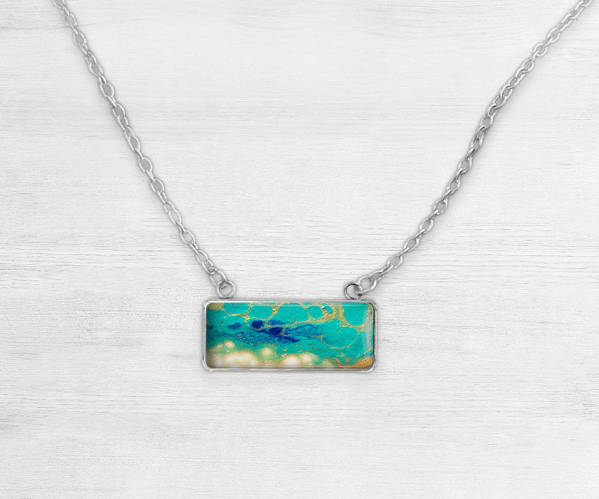 Seaside Glow Rectangle Necklace | Beach Jewelry