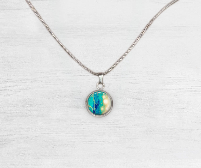 Seaside Glow Small Circle Necklace | Beach Jewelry | Handmade