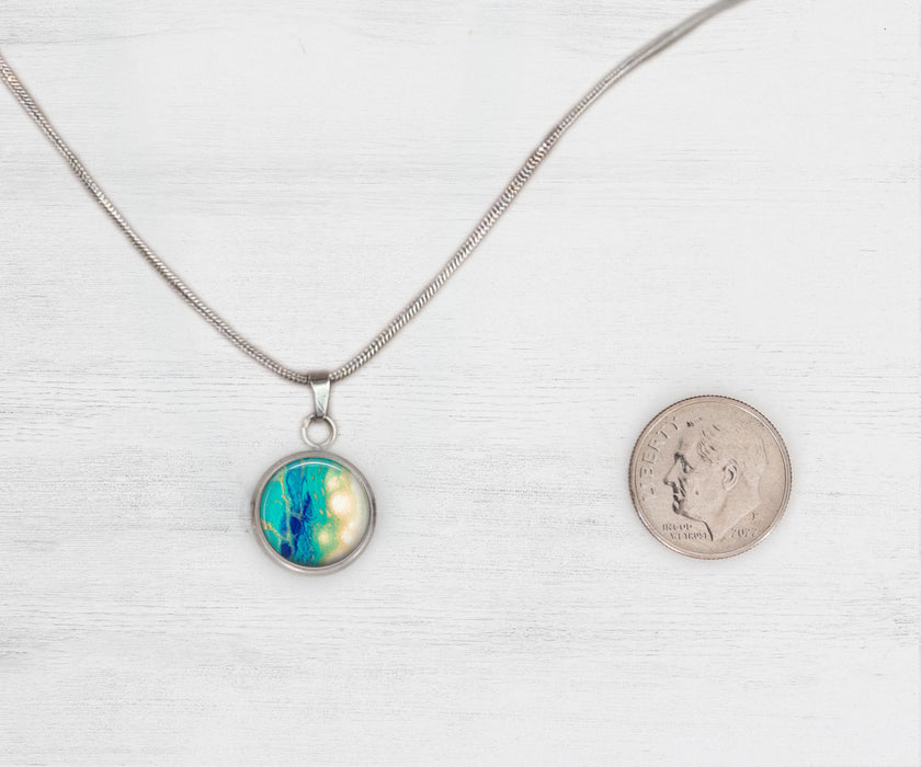 Seaside Glow Small Circle Necklace | Beach Jewelry | Handmade