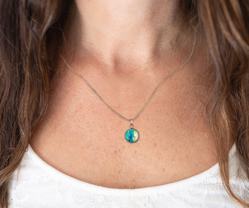 Seaside Glow Small Circle Necklace | Beach Jewelry | Handmade