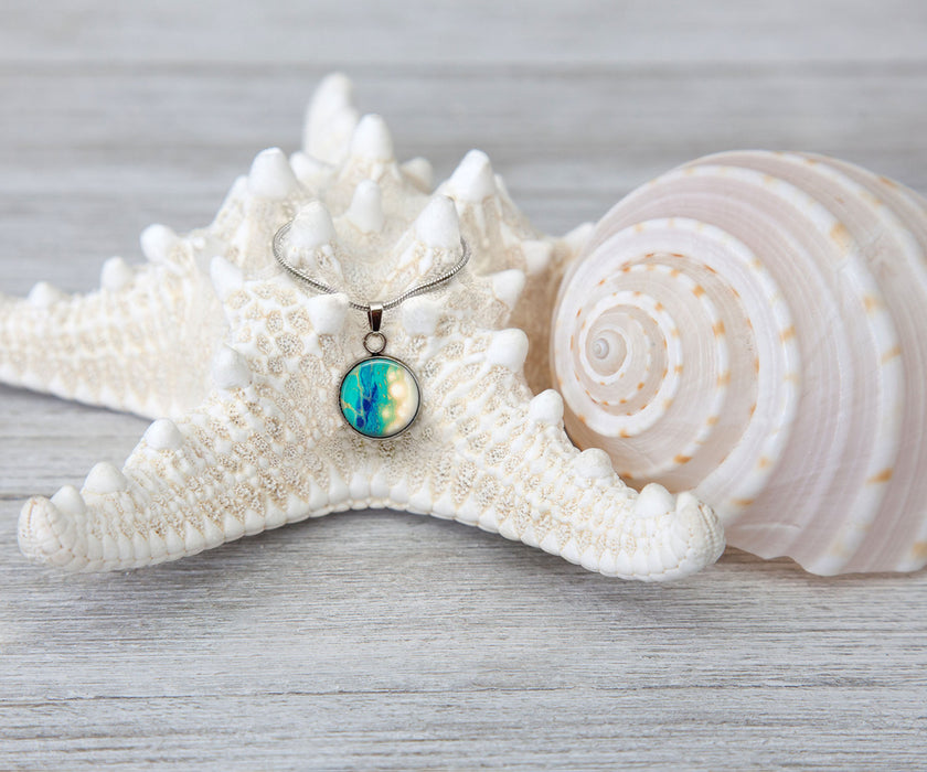Seaside Glow Small Circle Necklace | Beach Jewelry | Handmade