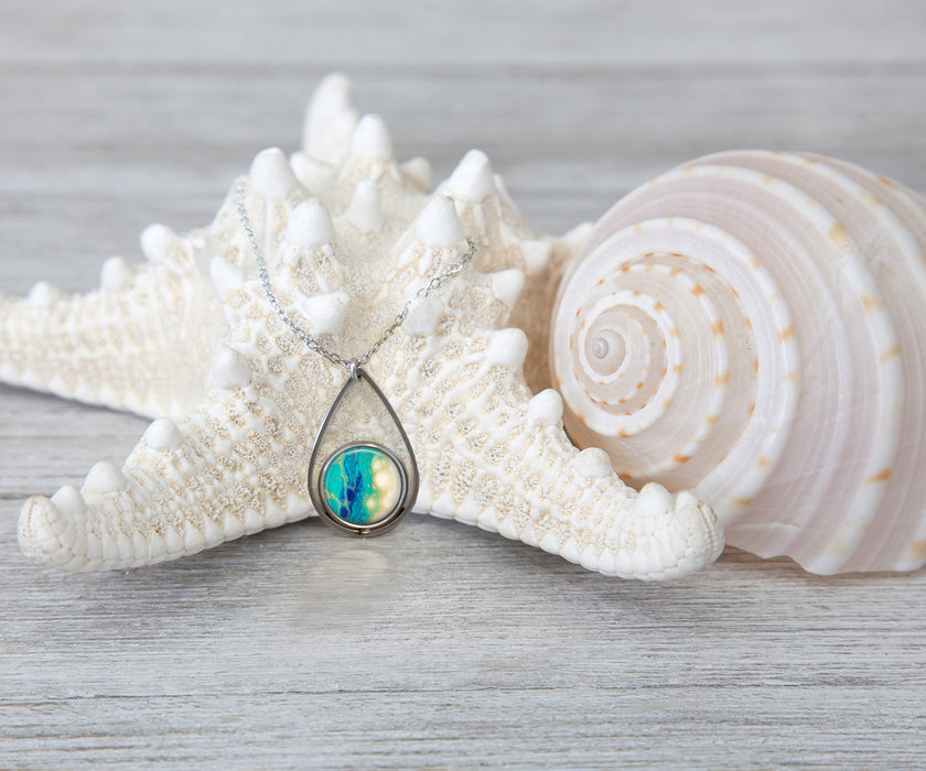 Seaside Glow Teardrop Necklace | Beach Jewelry | Handmade