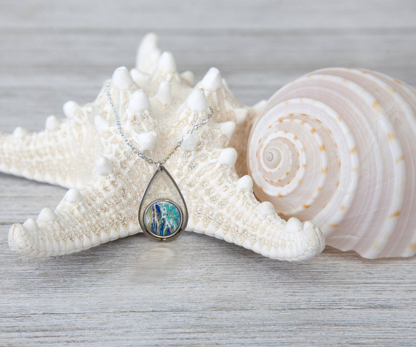 Sapphire Shores Teardrop Necklace | Beach Jewelry | Handmade