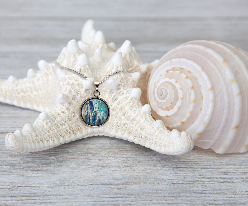 Sapphire Shores Large Circle Necklace | Beach Jewelry | Handmade