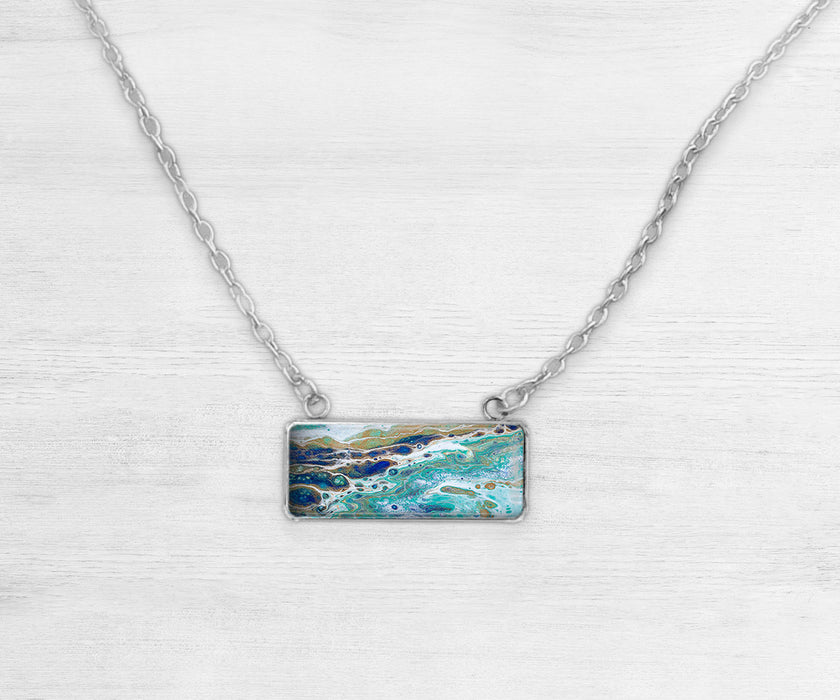 Sapphire Shores Rectangle Necklace | Beach jewelry | Handmade