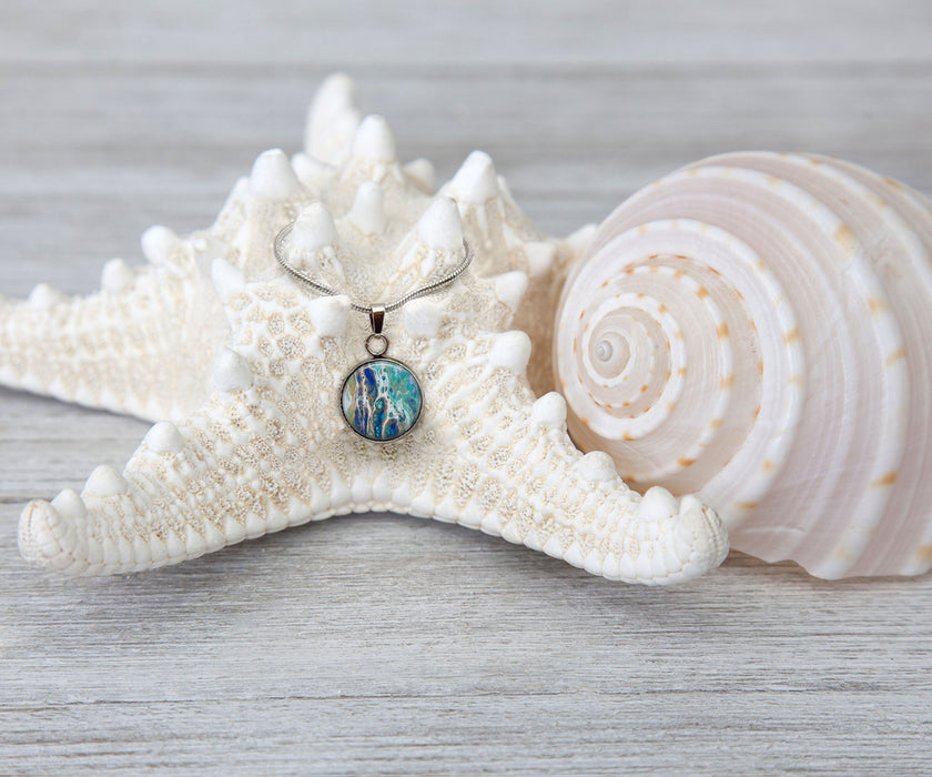 Sapphire Shores Small Circle Necklace | Beach Jewelry | Handmade