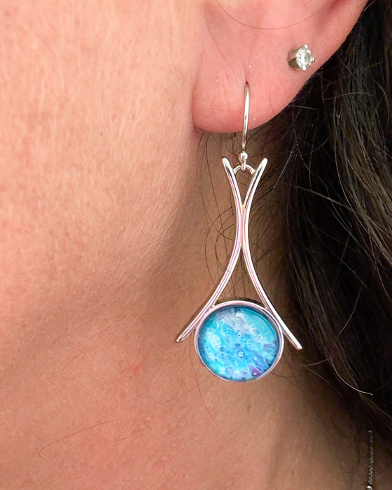 Sunset Beach Sterling Silver Circle Pendant Earrings
