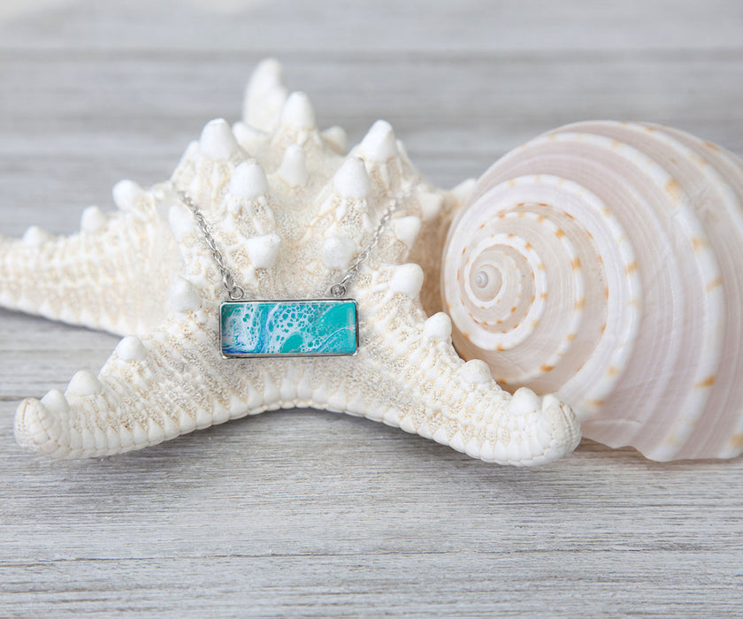 Tranquil Waters Rectangle Necklace | Beach jewelry | Handmade (Copy)